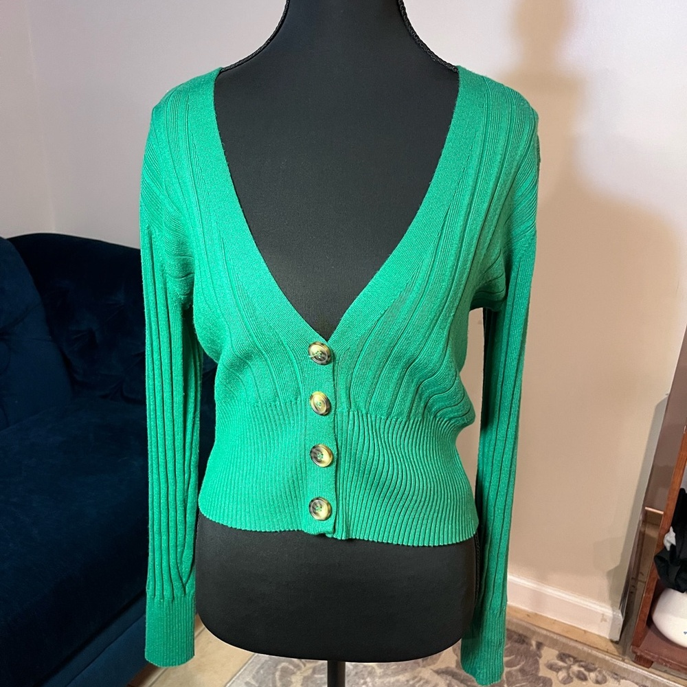 Pink Rose Emerald Button-Up Cardigan